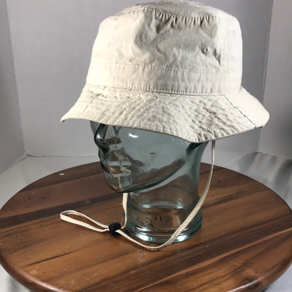 Haitiis Unisex 100% Cotton Cream Removable Strap Beach Sand Bucket Hat